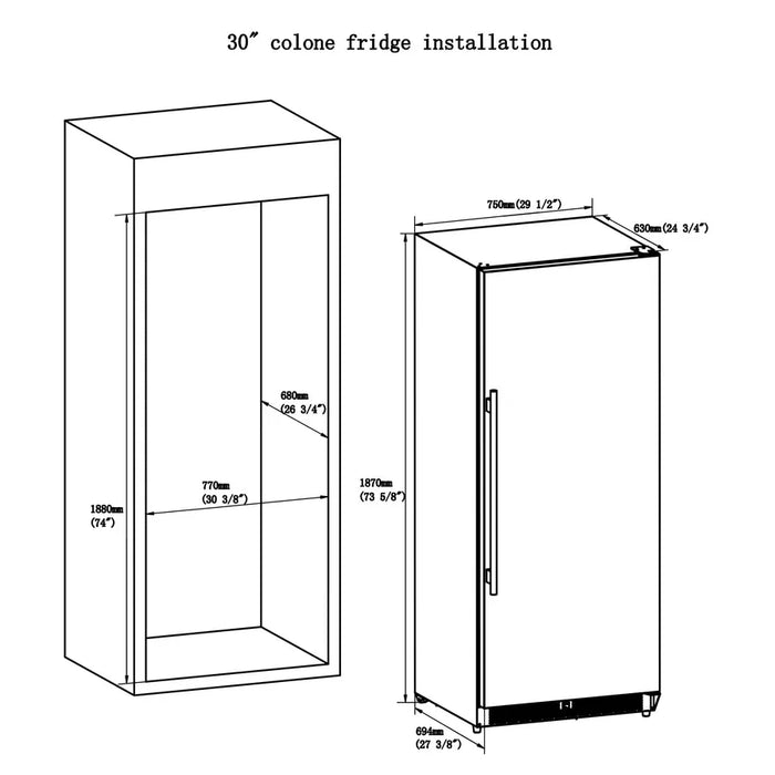 Forno Cologne FFRBI1821-30S 30″ Freestanding Stainless Steel Refrigerator, 18.4 cu ft