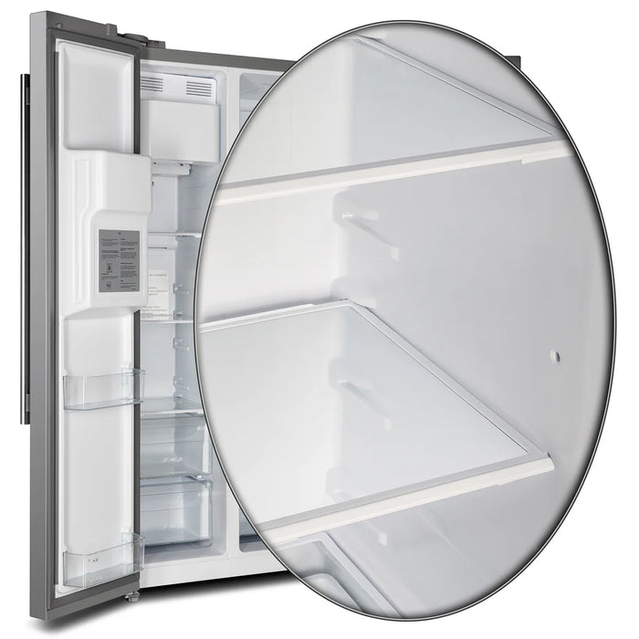 Forno Salerno FFRBI1844‑36SB 36″ Side‑by‑Side Freestanding Refrigerator, Stainless Steel, 20 cu ft