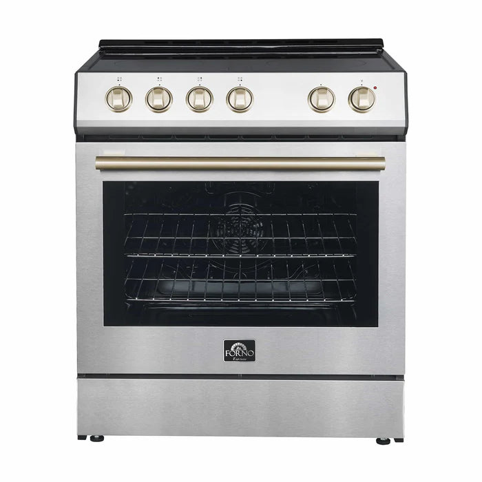 Forno 4-Piece Kitchen Appliance Package – 30-Inch Electric Range, 30-Inch Under-Cabinet Range Hood, 31-Inch Built-In Refrigerator & 24-Inch Built-In Dishwasher – FBDL-010-01US