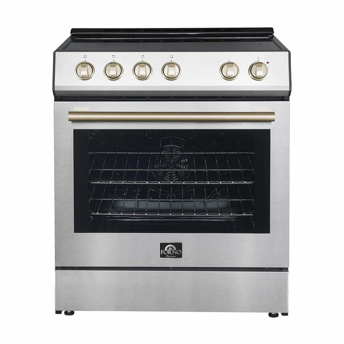 Forno Leonardo Espresso FFSEL6012‑30 30" Freestanding Electric Range – True Convection Oven, 4 Radiant Elements, 7,100W Cooktop, Stainless Steel
