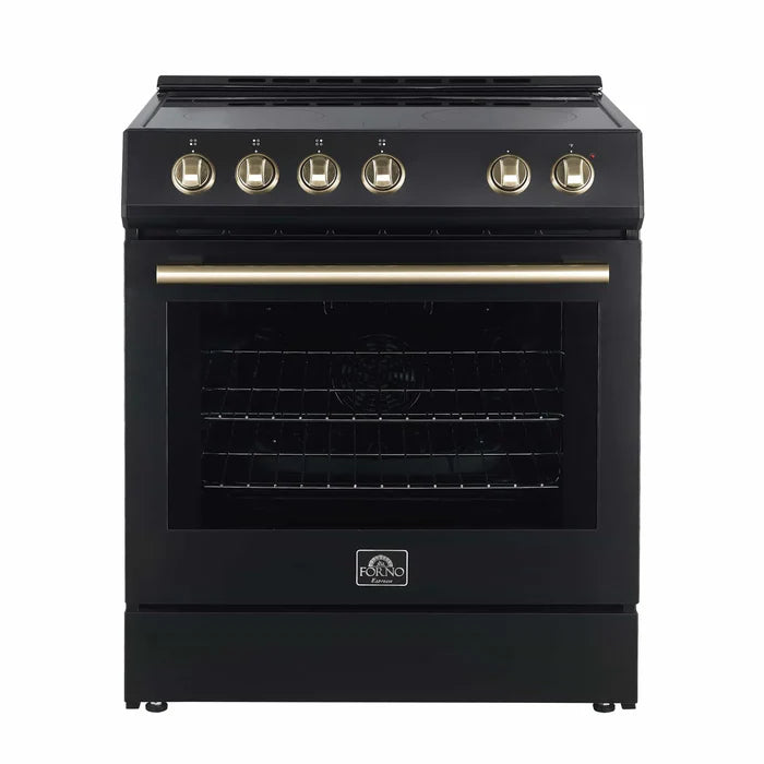 Forno 2-Piece Kitchen Appliance Package – 30-Inch Electric Range & 31-Inch Refrigerator in Black – FBDL-003-02US
