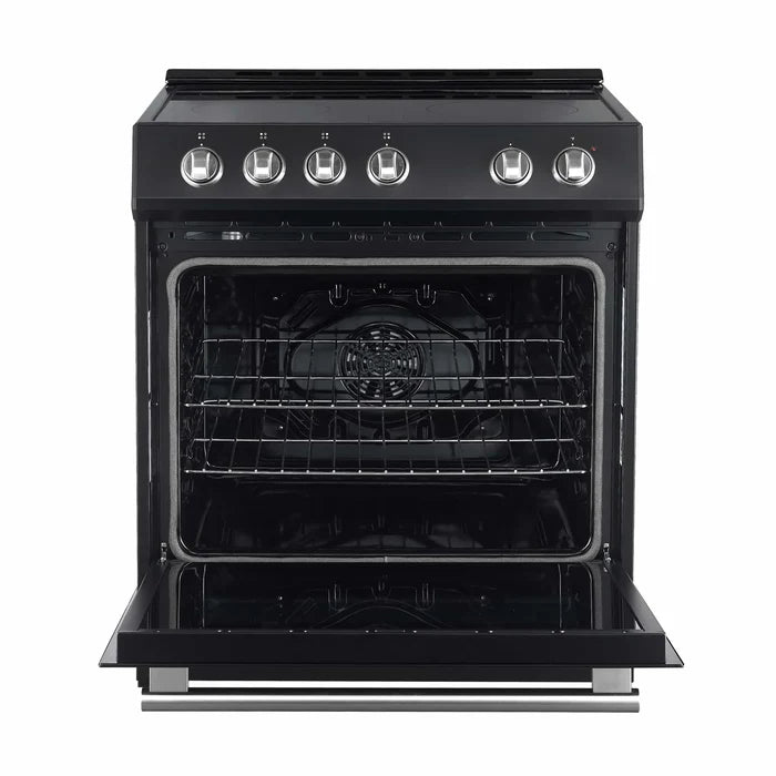 Forno FBDL-002-02US Appliance Package – FFSEL6012-30BLK Electric Range + FRHUC5255-30BLK Under-Cabinet Range Hood (Black)
