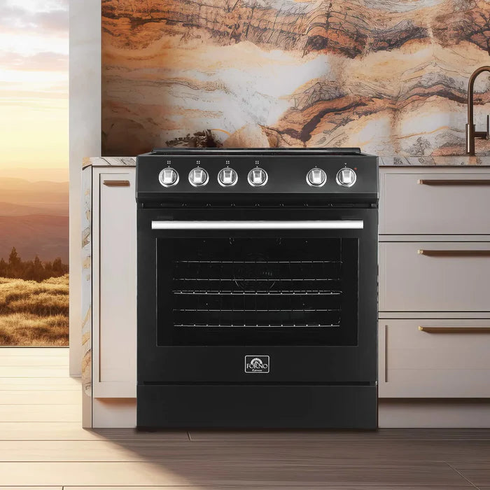 Forno 2-Piece Kitchen Appliance Package – 30-Inch Electric Range & 31-Inch Refrigerator in Black – FBDL-003-02US