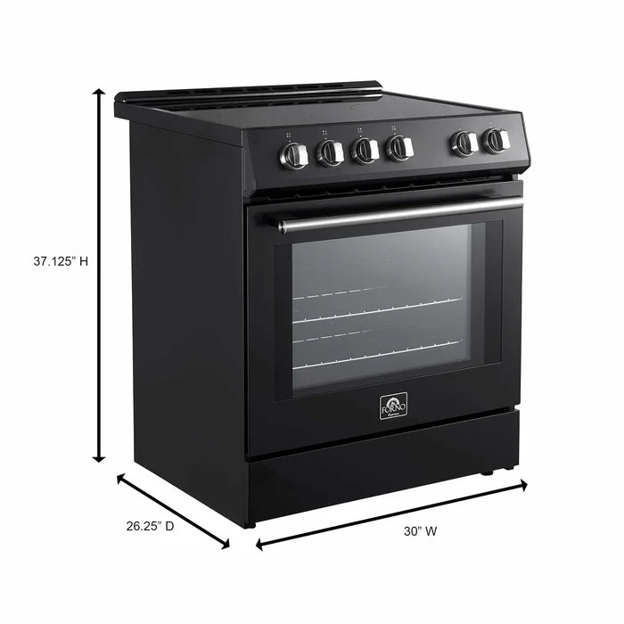 Forno 2-Piece Kitchen Appliance Package – 30-Inch Electric Range & 31-Inch Refrigerator in Black – FBDL-003-02US