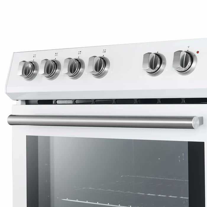 Forno FBDL-002-03US Appliance Package – FFSEL6012-30WHT Electric Range + FRHUC5255-30WHT Under-Cabinet Range Hood (White)