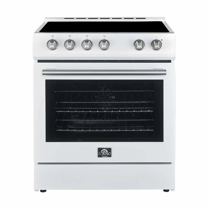 Forno FBDL-002-03US Appliance Package – FFSEL6012-30WHT Electric Range + FRHUC5255-30WHT Under-Cabinet Range Hood (White)