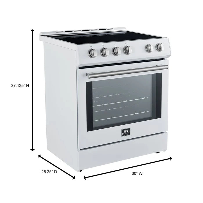 Forno 2-Piece Kitchen Appliance Package – 30″ White Induction Range + 31″ White Built-In Column Refrigerator – FBDL-014-10CAUS
