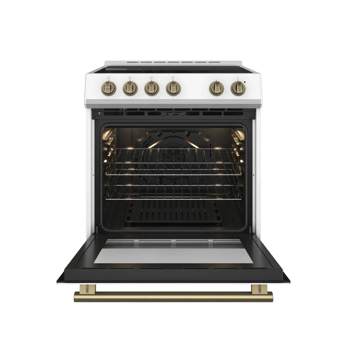 Forno Leonardo Espresso FFSEL6012‑30WHT 30" Freestanding Electric Range – True Convection Oven, 4 Radiant Elements, 7,100W Cooktop, White