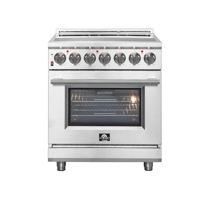 Forno Massimo FFSEL6020-30 30" Freestanding Electric Range – 4.32 Cu. Ft. True Convection Oven, 9,500W Cooktop, Stainless Steel