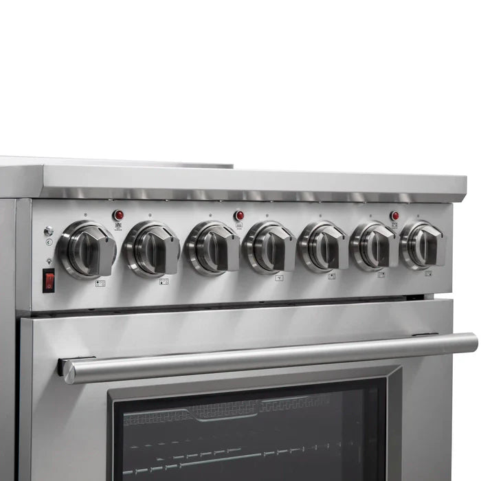 Forno Kitchen Appliance Package – 30″ Electric Slide-In Range + 36″ French Door Refrigerator
