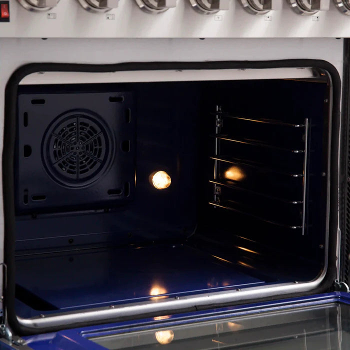 Forno Kitchen Appliance Package – 30″ Electric Slide-In Range + 36″ French Door Refrigerator