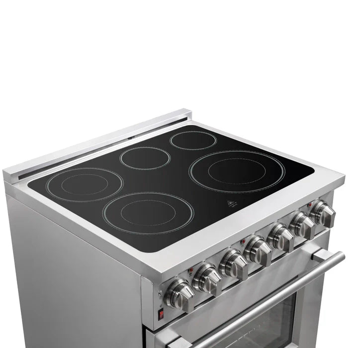 Forno Kitchen Appliance Package – 30″ Electric Slide-In Range + 36″ French Door Refrigerator