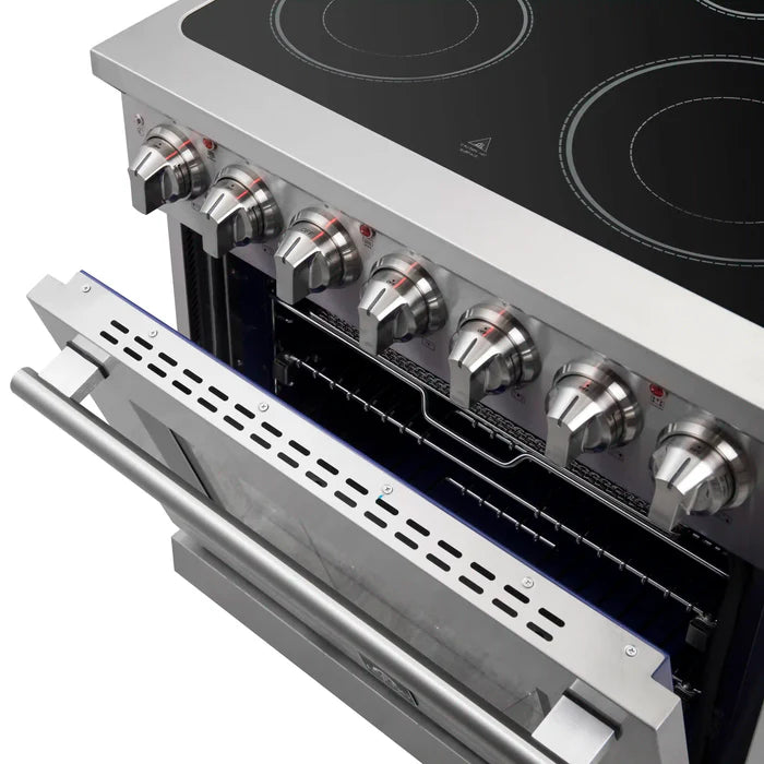 Forno Kitchen Appliance Package – 30″ Electric Slide-In Range + 36″ French Door Refrigerator