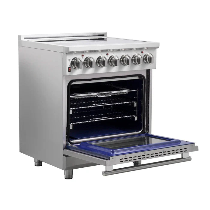 Forno Kitchen Appliance Package – 30″ Electric Slide-In Range + 36″ French Door Refrigerator