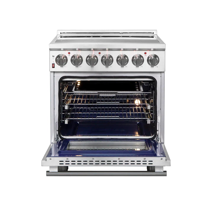 Forno Kitchen Appliance Package – 30″ Electric Slide-In Range + 36″ French Door Refrigerator