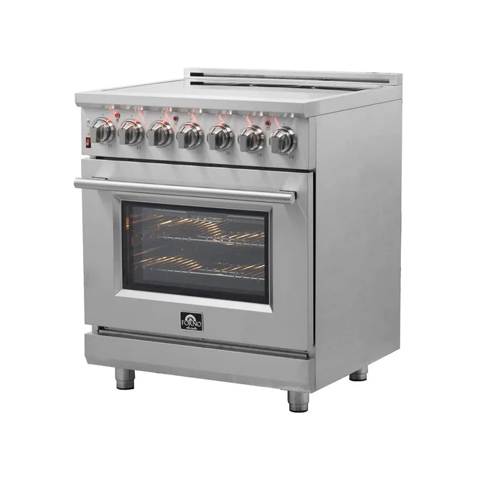 Forno Kitchen Appliance Package – 30″ Electric Slide-In Range + 36″ French Door Refrigerator