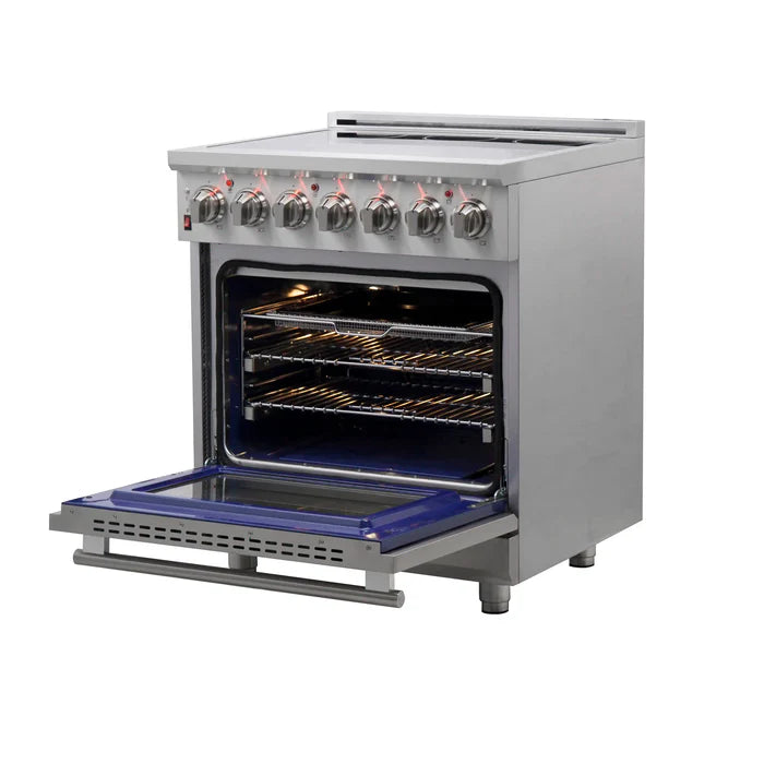 Forno Kitchen Appliance Package – 30″ Electric Slide-In Range + 36″ French Door Refrigerator