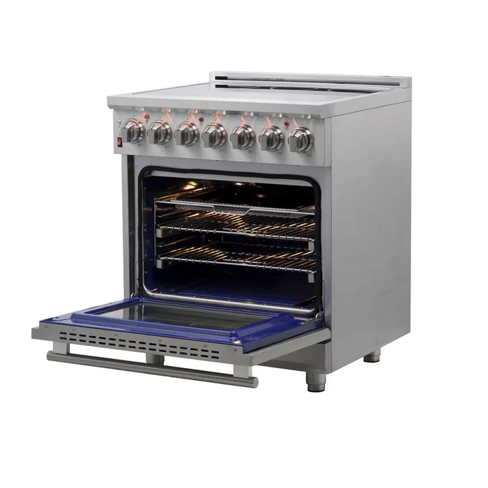 Forno Massimo FFSEL6020-30 30" Freestanding Electric Range – 4.32 Cu. Ft. True Convection Oven, 9,500W Cooktop, Stainless Steel