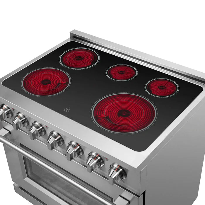Forno Kitchen Appliance Package – 30″ Electric Slide-In Range + 31″ French Door Refrigerator