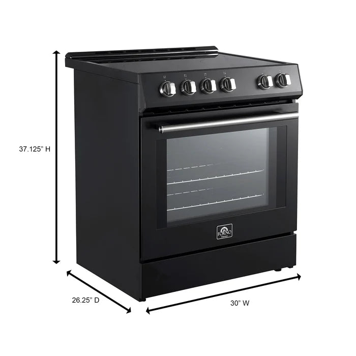 Forno 2-Piece Kitchen Appliance Package – 30″ Black Induction Range + 31″ Black Built-In Column Refrigerator – FBDL-014-11CAUS