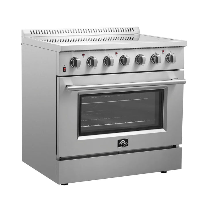 Forno Galiano FFSEL6083-36 36" Freestanding Electric Range – True Convection Oven, 5 Radiant Elements, 7,700W Cooktop, Stainless Steel
