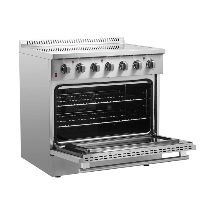 Forno Galiano FFSEL6083-36 36" Freestanding Electric Range – True Convection Oven, 5 Radiant Elements, 7,700W Cooktop, Stainless Steel
