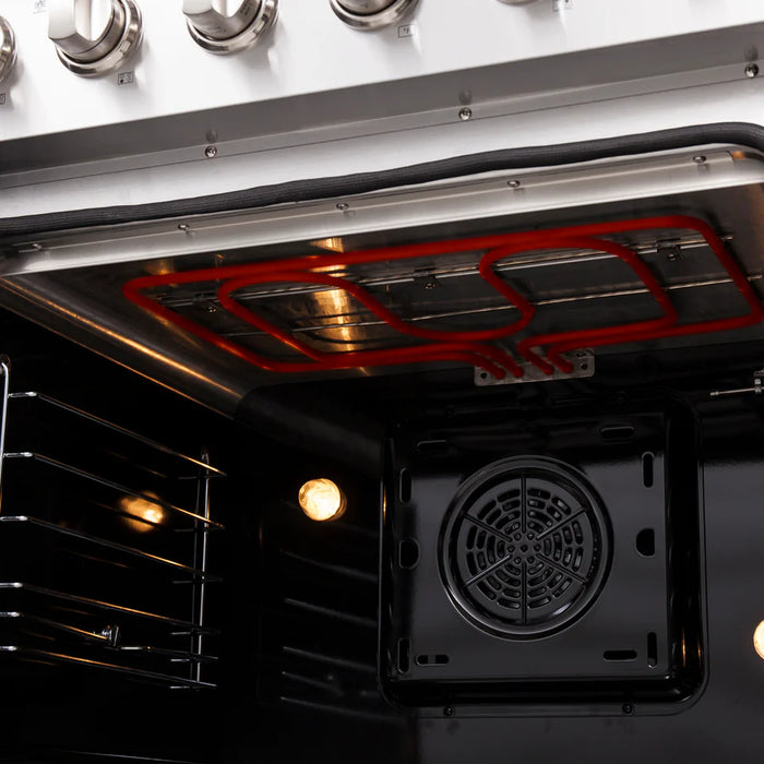 Forno Galiano FFSEL6917‑30 30" Freestanding French Door Electric Range – True Convection Oven, 4 Radiant Elements, 6,500W Cooktop, Stainless Steel