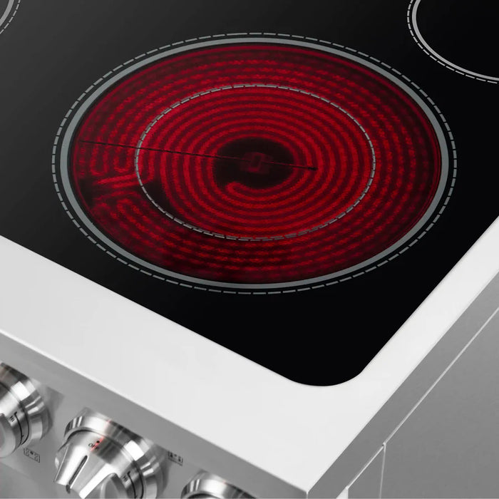 Forno Massimo FFSEL6955‑30 30" Freestanding French Door Electric Range – True Convection Oven, 5 Radiant Elements, 7,700W Cooktop, Stainless Steel