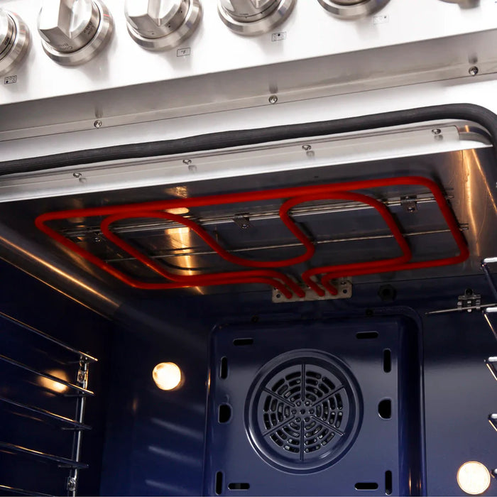 Forno Massimo FFSEL6955‑30 30" Freestanding French Door Electric Range – True Convection Oven, 5 Radiant Elements, 7,700W Cooktop, Stainless Steel