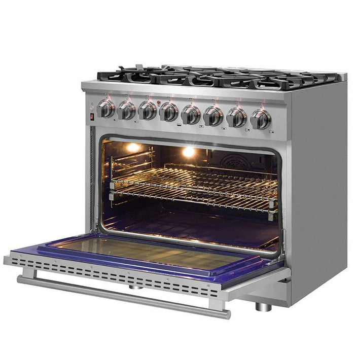 Forno Massimo FFSGS6125-36 36" Freestanding Dual Fuel Range, 6 Burners, 5.36 cu. ft. True Convection Oven