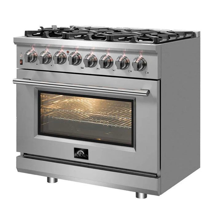 Forno Massimo FFSGS6125-36 36" Freestanding Dual Fuel Range, 6 Burners, 5.36 cu. ft. True Convection Oven