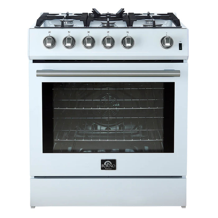 Forno Leonardo Espresso FFSGS1116-30WHT 30" Gas Range, 5 Burners, 39,500 BTU, 5.0 cu. ft. Convection Oven, White