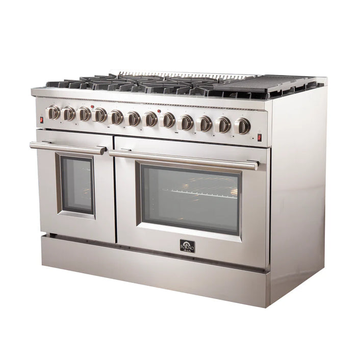 Forno Galiano FFSGS6156‑48 48" Dual Fuel Range, 8 Burners, 6.3 cu. ft. Convection Oven, Stainless Steel