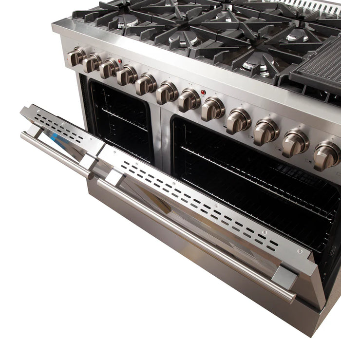 Forno Galiano FFSGS6156‑48 48" Dual Fuel Range, 8 Burners, 6.3 cu. ft. Convection Oven, Stainless Steel