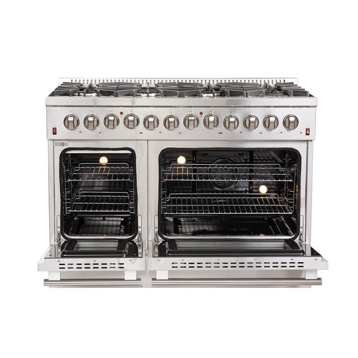Forno Galiano FFSGS6156‑48 48" Dual Fuel Range, 8 Burners, 6.3 cu. ft. Convection Oven, Stainless Steel