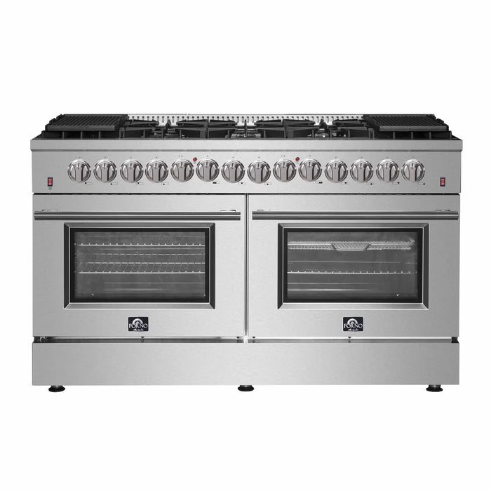 Forno Galiano FFSGS6156-60 60" Freestanding Dual Fuel Range, 10 Burners, Double Convection Ovens