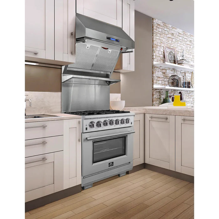 Forno Capriasca FFSGS6187-30 30" Dual Fuel Range, 4 Burners, True Convection Oven, Stainless Steel