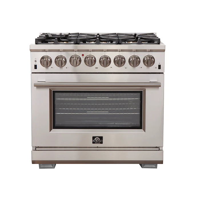 Forno Capriasca FFSGS6187-36 36" Freestanding Dual Fuel Range, 6 Sealed Burners, True Convection Oven, Stainless Steel
