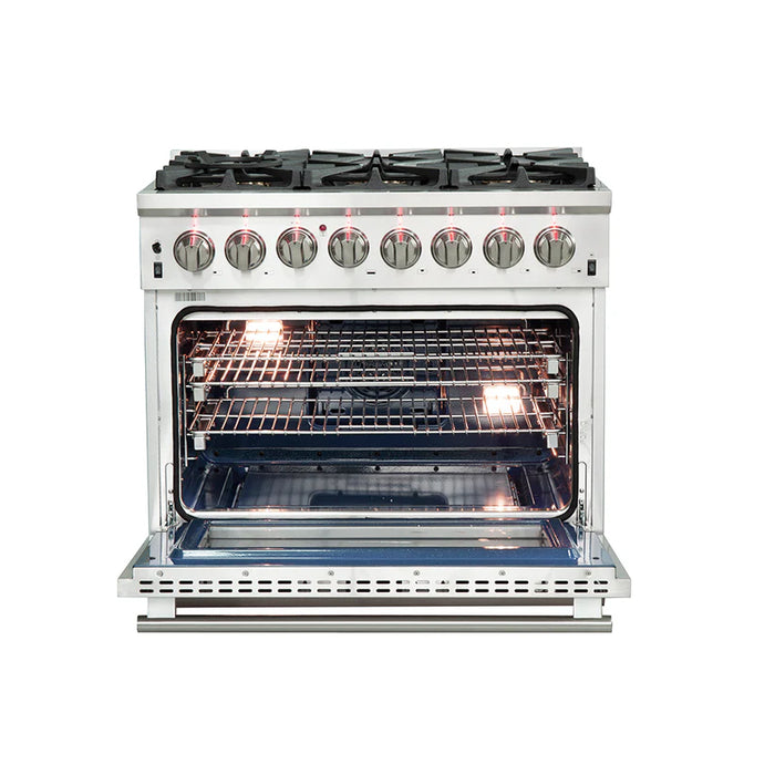 Forno Capriasca FFSGS6187-36 36" Freestanding Dual Fuel Range, 6 Sealed Burners, True Convection Oven, Stainless Steel
