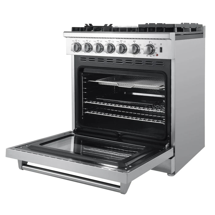 Forno Lazio FFSGS6196-30 30" Freestanding Dual Fuel Range – 5 Burners, 70,000 BTU Cooktop, 4.32 cu ft True Convection Oven, Stainless Steel