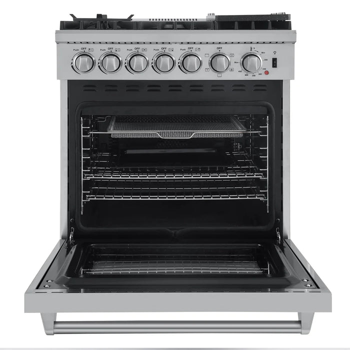 Forno Lazio FFSGS6196-30 30" Freestanding Dual Fuel Range – 5 Burners, 70,000 BTU Cooktop, 4.32 cu ft True Convection Oven, Stainless Steel