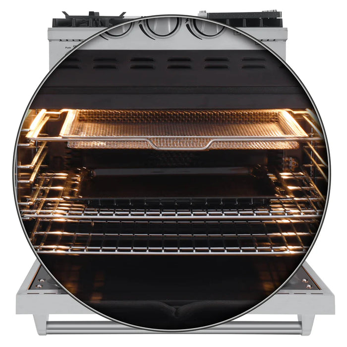 Forno Lazio FFSGS6196-30 30" Freestanding Dual Fuel Range – 5 Burners, 70,000 BTU Cooktop, 4.32 cu ft True Convection Oven, Stainless Steel