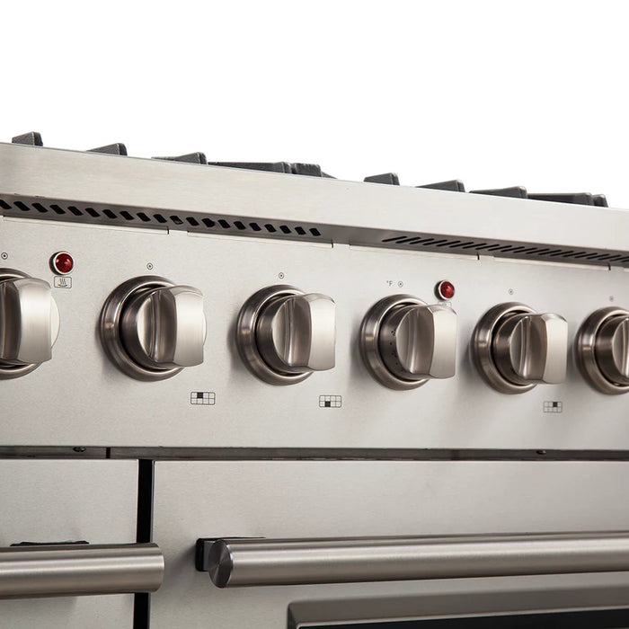 Forno Galiano FFSGS6244‑48 48" Freestanding Gas Range, 8 Sealed Burners, Double Convection Ovens, 107,000 BTU, Stainless Steel