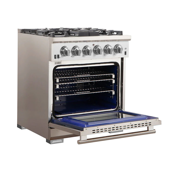 Forno Capriasca FFSGS6260-30 30" Freestanding Gas Range – 5 Sealed Burners, 100,000 BTU, 4.32 cu ft Convection Oven, Stainless Steel