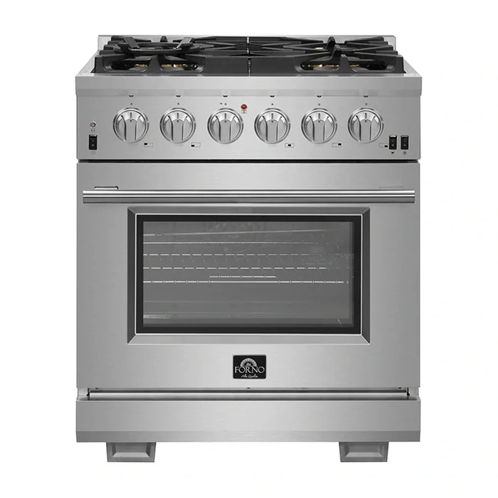 Forno Capriasca FFSGS6260-30 30" Freestanding Gas Range – 5 Sealed Burners, 100,000 BTU, 4.32 cu ft Convection Oven, Stainless Steel