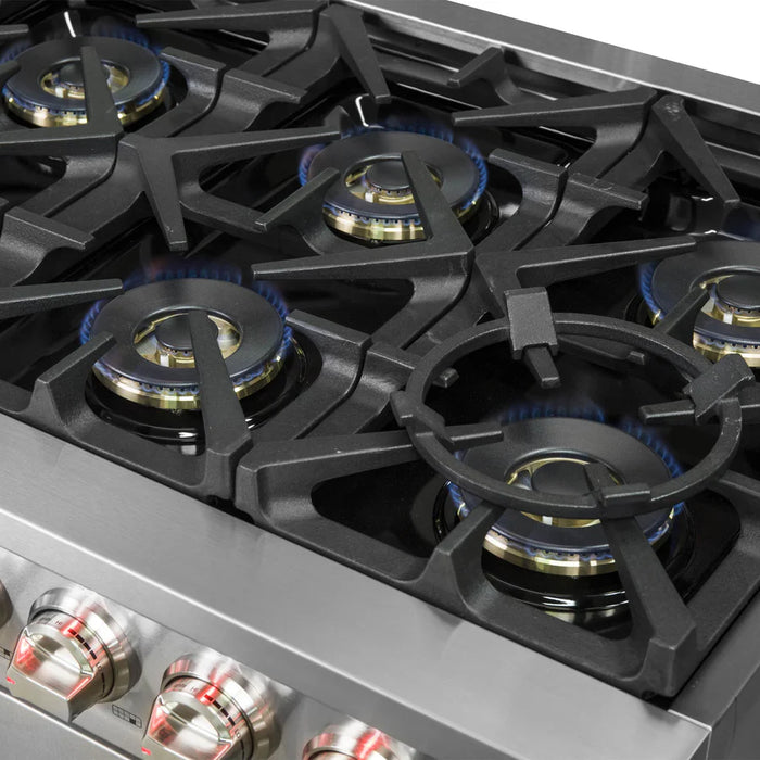 Forno Capriasca FFSGS6260-60 60" Freestanding Gas Range – 10 Brass Burners, 200,000 BTU, Double Convection Ovens, Stainless Steel