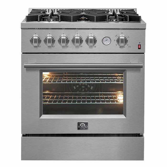 Forno 3-Piece Professional Kitchen Appliance Package – 30-Inch Gas Range, 31-Inch Built-In Refrigerator & 24-Inch Built-In Dishwasher – FBDL-012-01CAUS