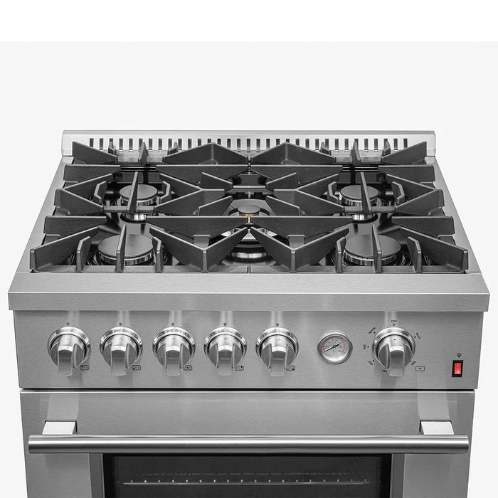 Forno 3-Piece Professional Kitchen Appliance Package – 30-Inch Gas Range, 31-Inch Built-In Refrigerator & 24-Inch Built-In Dishwasher – FBDL-012-01CAUS