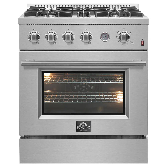Forno Marco FFSGS6277‑30 30" Freestanding Gas Range – 4 Burners, 37,000 BTU Cooktop, 4.32 cu ft Convection Oven, Stainless Steel