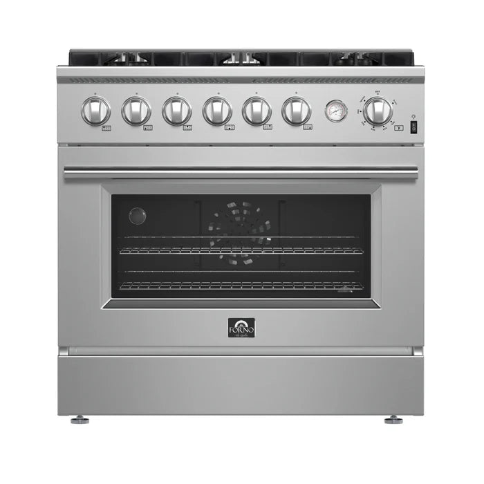 Forno 3-Piece Professional Kitchen Appliance Package – 36-Inch Gas Range, 36-Inch Built-In Refrigerator & 24-Inch Built-In Dishwasher – FBDL-009-01CAUS